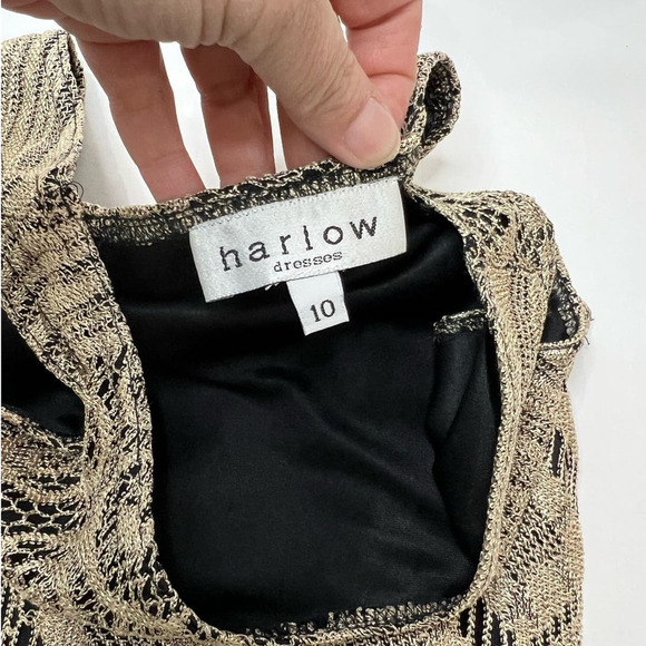 BEAUTIFUL Vintage Harlow 10 Knit Crochet Fringed Lace Stretchy Tank Maxi Dress - Picture 6 of 11